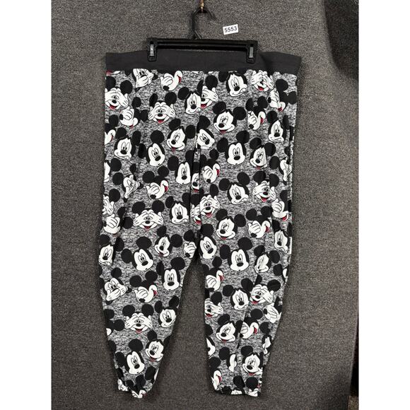 Disney Mickey Mouse Sleepwear Pants Womens Size 2X Black Gray Drawstring Comfy - Picture 2 of 8
